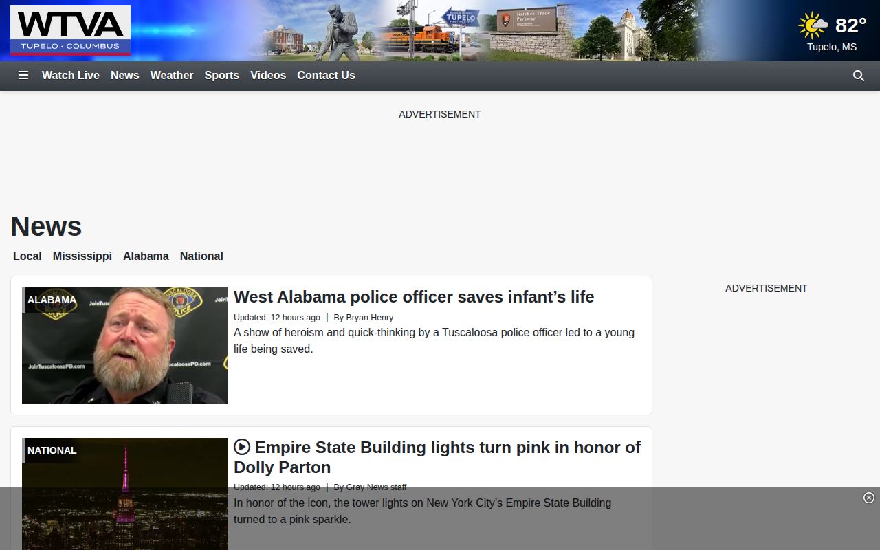 Lee County crime news source WTVA local news page